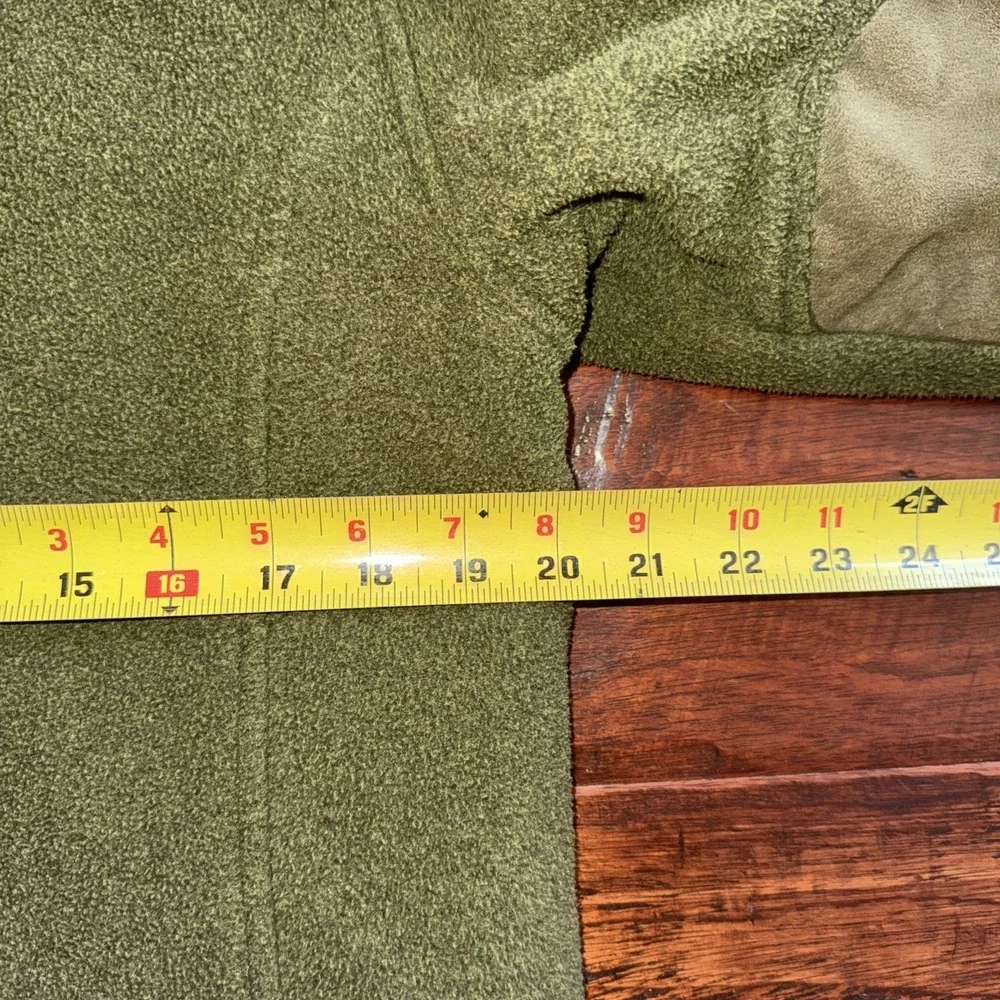 Cabela's Fleece Sherpa Jacket Olive Green Faux Patches Size Medium Farm Outdoor‎
